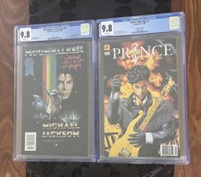 Michael Jackson Moonwalker in 3-D vs Prince Alter Ego CGC 9.8 Newsstand Editions