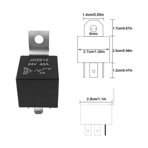 4 Pin Car Relay, 24V 40A SPST Automotive Relay with Harness Socket and 14/16 AWG - Picture 3 of 9