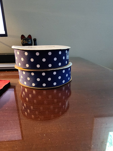 Offray 1 .5in Grosgrain PolkaDot LTNAVY #3805, Color #365 LTNAVY