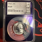 1964 25C Silver Washington Quarter NGC PF 69 Custom Purple Core Bert Label Chase