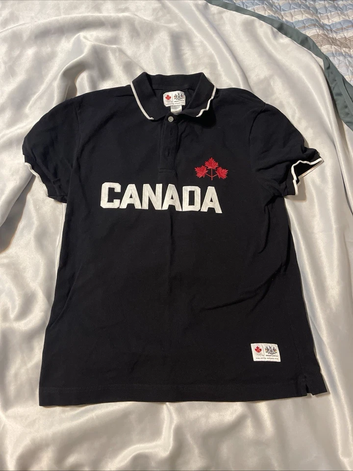 Team Canada Leaf Olympics Polo Golf Shirt Hudson's Bay Size Small Mens Black - Image 2 of 4