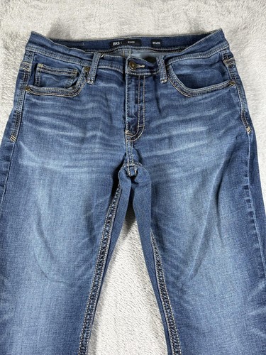 BKE Mason Jeans Mens 34x32 Blue Slim Fit Dark Wash Distressed Denim Stretch - Picture 2 of 16