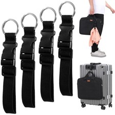 Bewudy 4 Pcs Add a Bag Luggage Straps, Black Adjustable Suitcase Belt Carry Y...