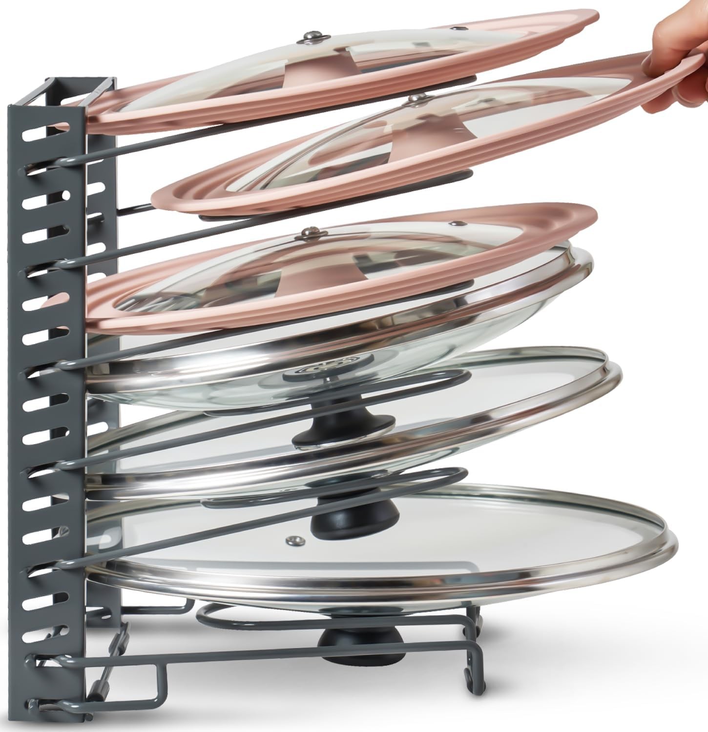 Adjustable Pot Lid Organizer Kitchen Cabinet Rack Pan & Pot Holder 13"