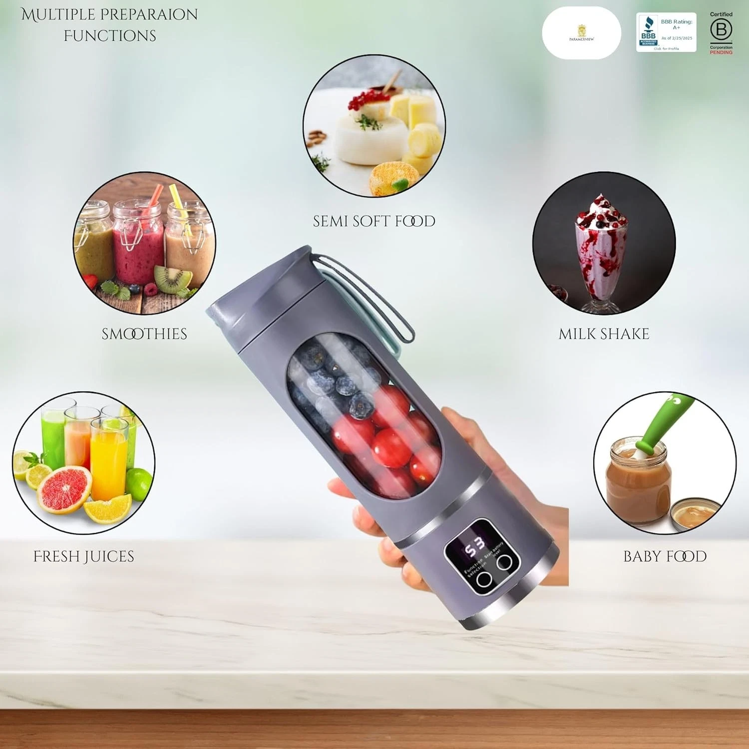 便携式榨汁机/搅拌机/奶昔机 USB充电式榨汁机 450毫升搅拌机 - 图片 6/16