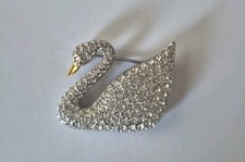 Elegant Swan Pin Swarovski (All Crystals, None Fallen Off)