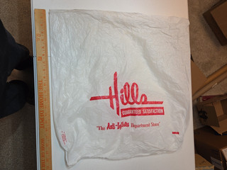 Vintage Hills department store bag plastic 21x19 inches.