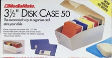 MediaMate 3.5" Disk Storage Case Holds 50 Floppy Disks Flip Top Smoke Lid New