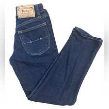 Polo Ralph Lauren Dark Wash Denim Youth Boys  Size 8 Stretch Slim Fit 23  Inseam