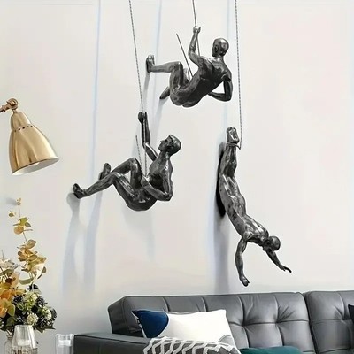 Creative Climbing Man Resin Wall Sculptures 3D Wall Art Decor