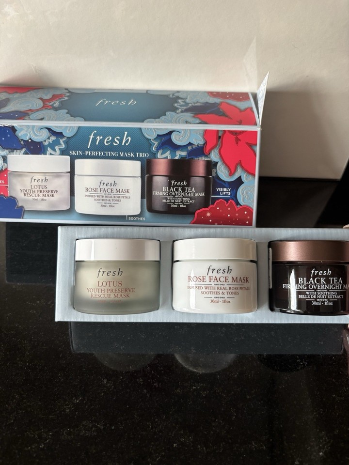 Fresh Skin Perfecting face Mask Trio set lotus rose black tea skincare ...
