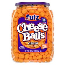 Utz 23 oz Barrel Cheese Balls, Crispy, Ready-to-Eat, Everyday Game Day Snack