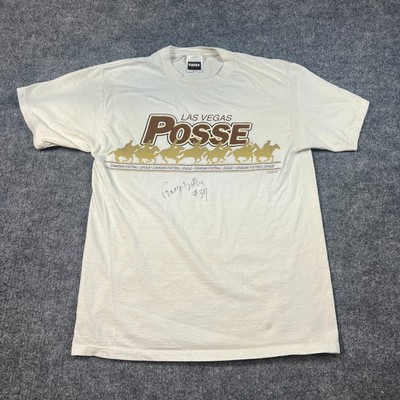 Las Vegas Posse Shirt Mens L Beige Greg Battle #34 Tultex Canadian Football CFL