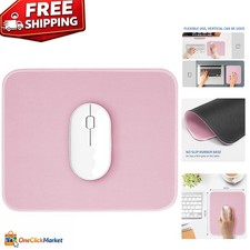 Cute Stitched Edge Pink Mouse Pad - Smooth, Waterproof  Non-Slip 10.2 x 8.2in