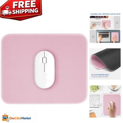Cute Stitched Edge Pink Mouse Pad - Smooth, Waterproof & Non-Slip 10.2 x 8.2in