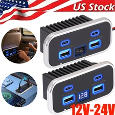 1/2PCS RV USB Outlet Dual USB A&USB C Ports Car Charger Socket Panel Boat Marine