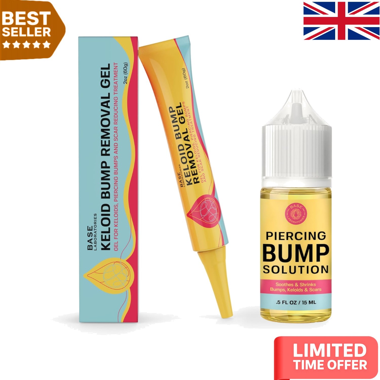 Complete Scar Solution: 2oz Keloid Bump Gel & 0.5oz Treatment Oil for Piercings