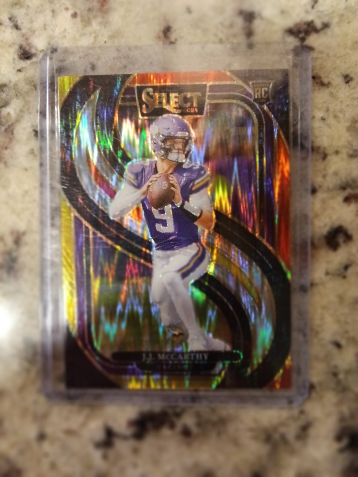 2024 Panini Select Premier Level JJ McCarthy RC Red & Yellow Shock Prizm 134 💎