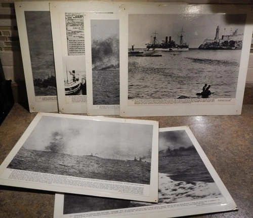 PHOTOS - 6 large WW1 battle sea warfare and other, dated, archival, historical