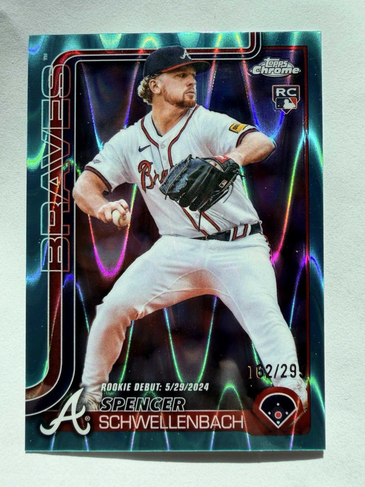 2025 Topps Chrome Update-#USC132 Spencer Schwellenbach (RC) Aqua Raywave /199