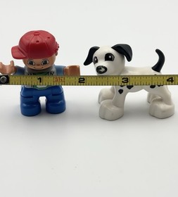 LEGO Duplo Boy Figure Green Jersey 8 Red Cap & Dalmatian Dog Spot