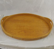 Kent Schubert Artisan Bentwood Oval Oak Gallery Tray 26-1/2" x 19"