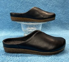 STEGMANN MARIA Black Leather WOOL Cork Mule Clog Casual women 8.5