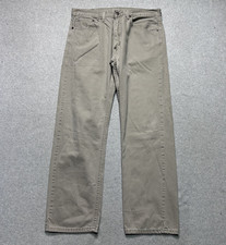 Levis 505 Regular Fit Straight Leg Jeans Mens 36 X 32 Beige American Denim