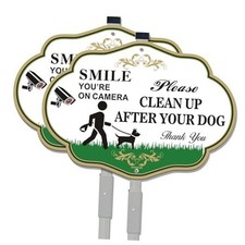 Clean Up After Your Dog Sign with Stake -2 Pack, 10 x 14 inches Rust Free