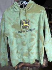 JOHN DEERE Hoodie Sweatshirt Pullover Big Logo Men's M Green Yellow Workwear