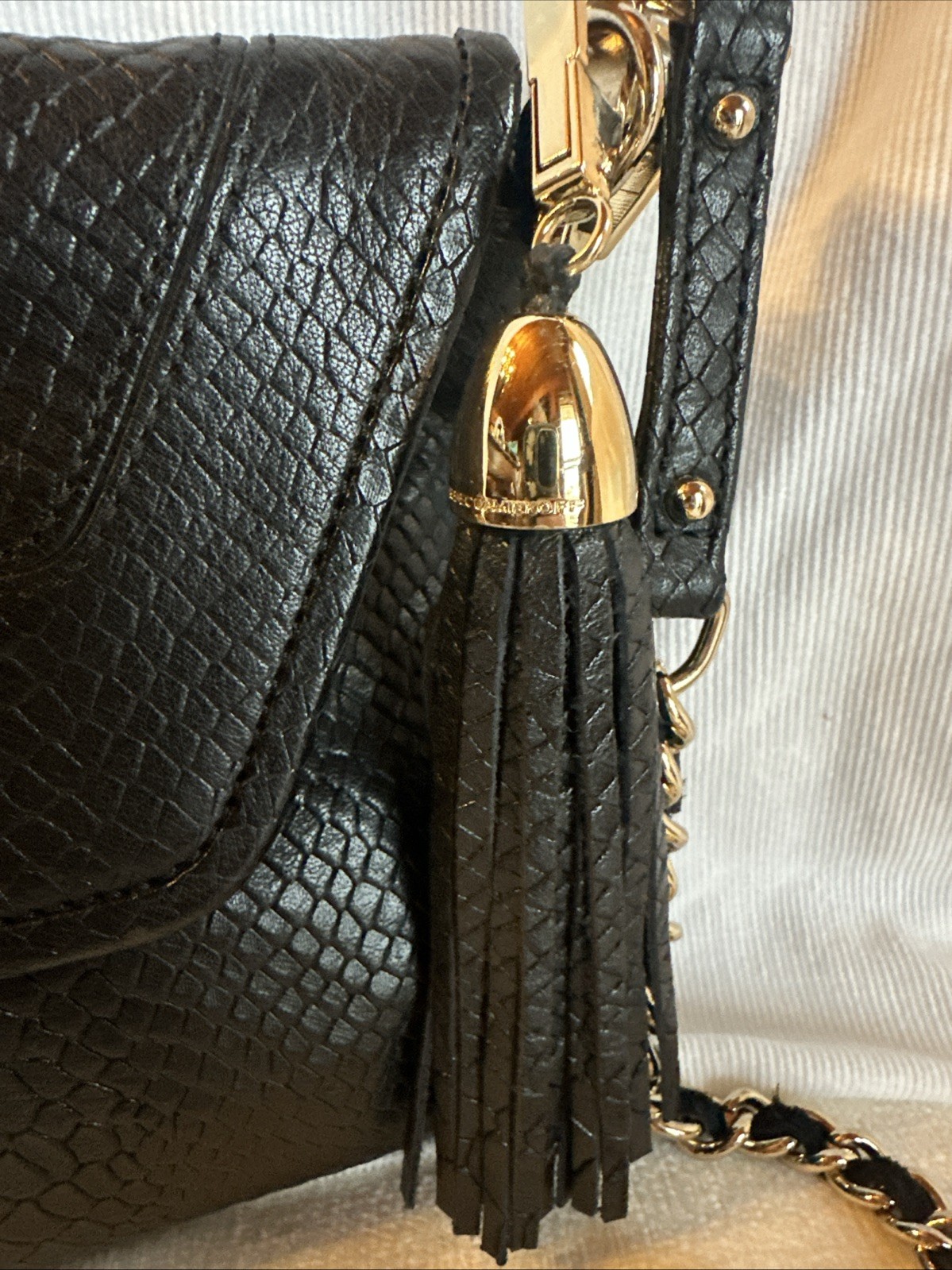 Rebecca Minkoff Small Black Python Embossed Leath… - image 3