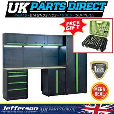 Jefferson Modular Workshop Garage Tool Storage System Combo | LED LIGHTS