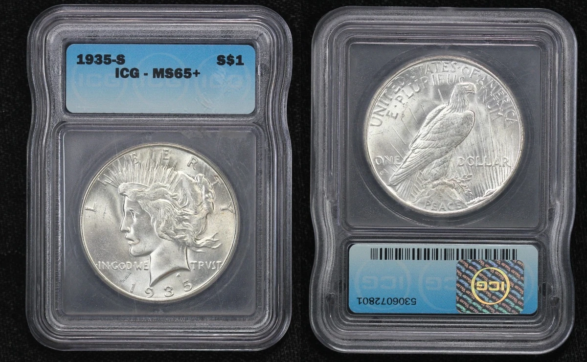 Silver MS 65 Graded 1935 Year Peace Dollars (1921-1935) for sale