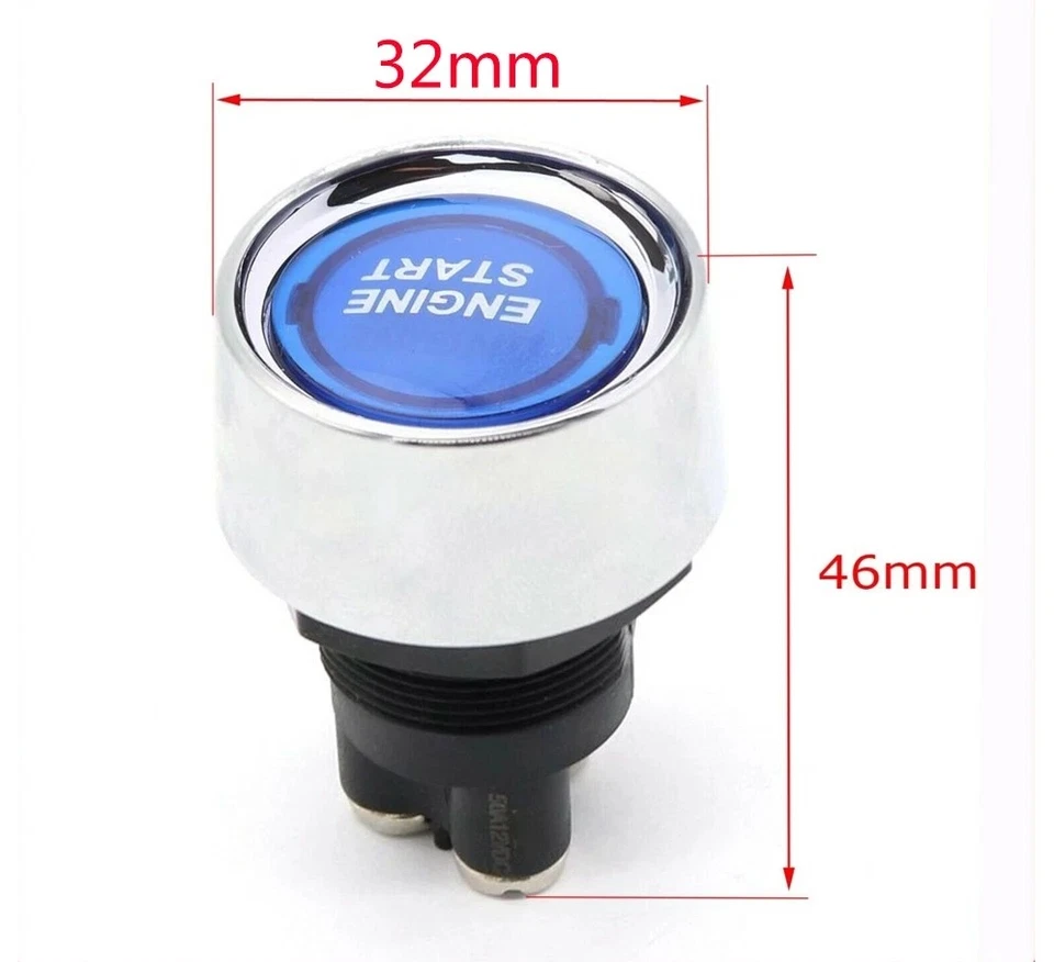 1*Interruptor de partida universal do motor 12V DC 50A botão de partida de ignição de carro azul - Imagem 2 de 4