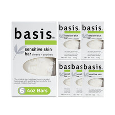 Basis Sensitive Skin Bar Soap for Body, Hands and Face, Unscented Soap Bar for S