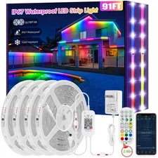 91FT IP67 RGB+IC Outdoor Led Strip Lights Waterproof Led Light Strips with RF...