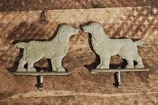 vintage gate fence topper Dog Spaniel  Finial set Of Two Cast Aluminum 