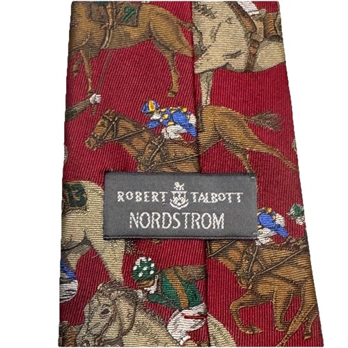 VTG Robert Talbott Nordstrom Equestrian Silk Tie England USA Burgundy Horseback - Picture 4 of 8