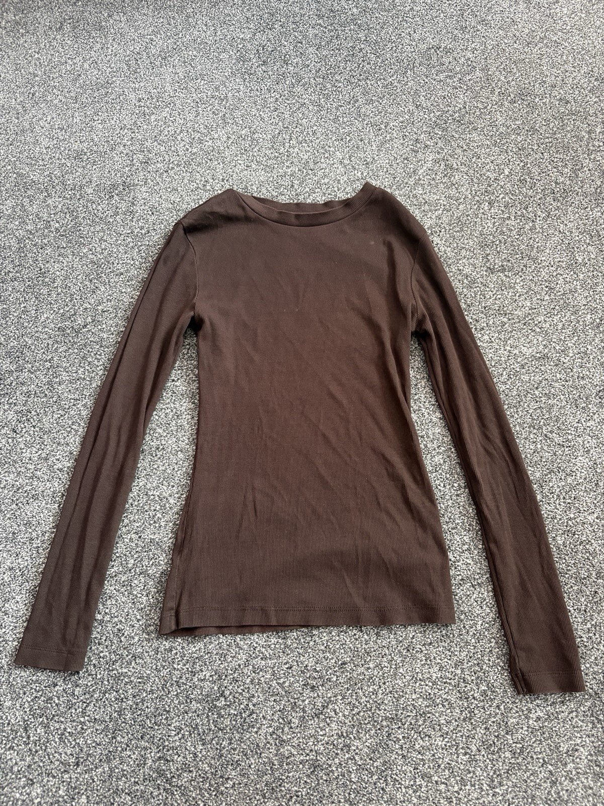F&F brown ribbed long sleeve top size xs   good condition   #fandf #ribbedtop