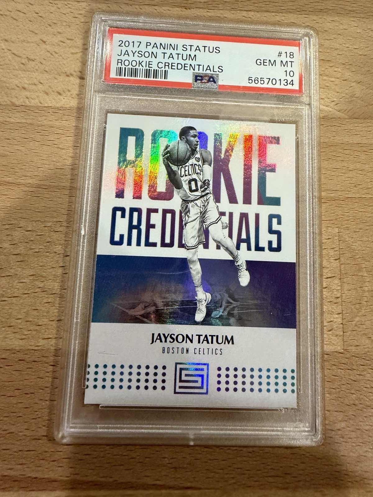 Jayson Tatum RC 2017-18 Panini Status Rookie Credentials #18 Celtics PSA 10 view 2