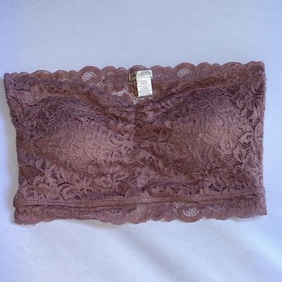 Bozzolo Bandeau Rose Lace Lined Padded Strapless Bra Top Size Large EUC