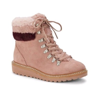 Splendid Dusty Orchid Faux Fur Evita Suede Boot  Women size 7.5 US NWOB  Lt Pink