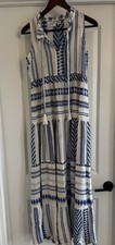 Japna GOA X-Small Sleeveless Maxi Dress Bohemian Blue White Women XS Beach Boho