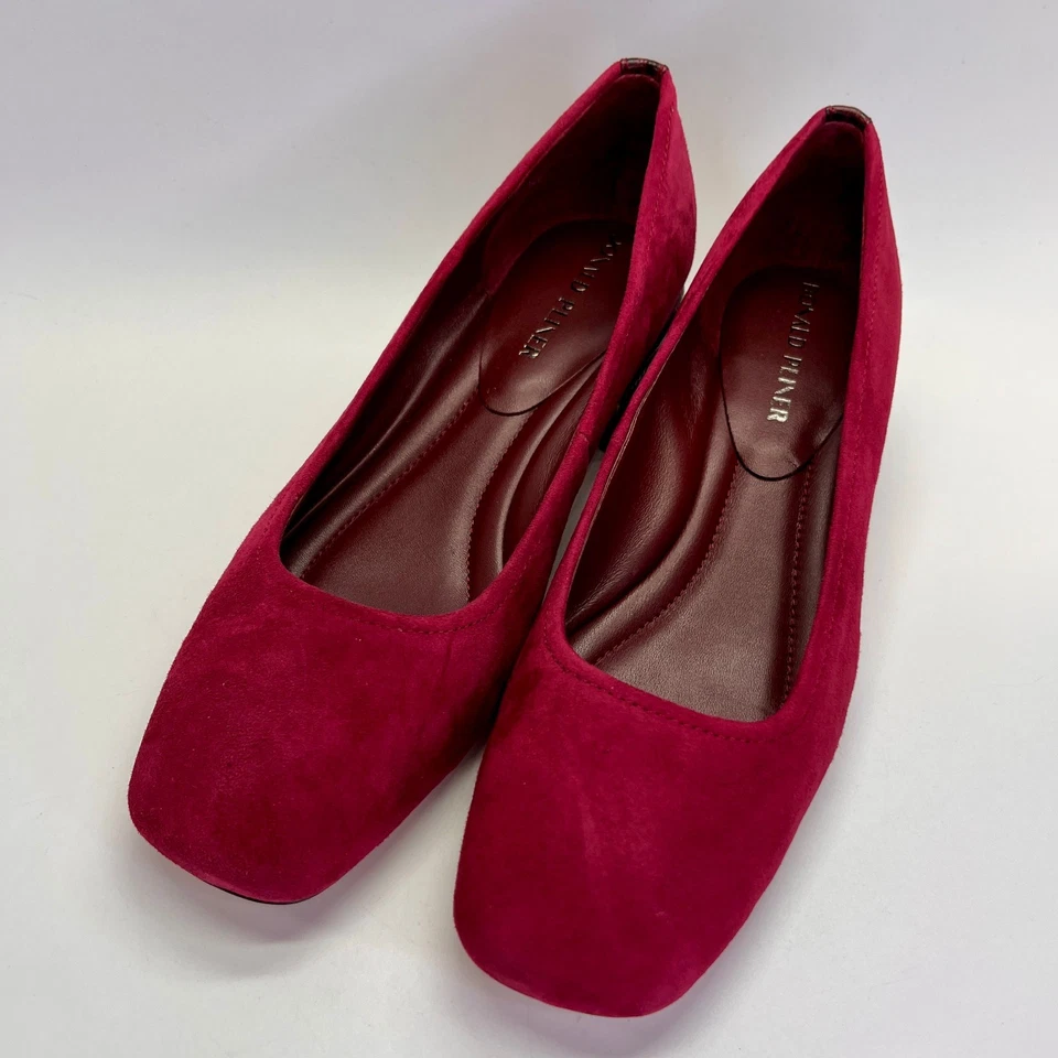 Zapatos de salón Donald Pliner Dreww talla 8,5 M gamuza burdeos tacón cocodrilo espectáculo cómodo Foto 2 de 4