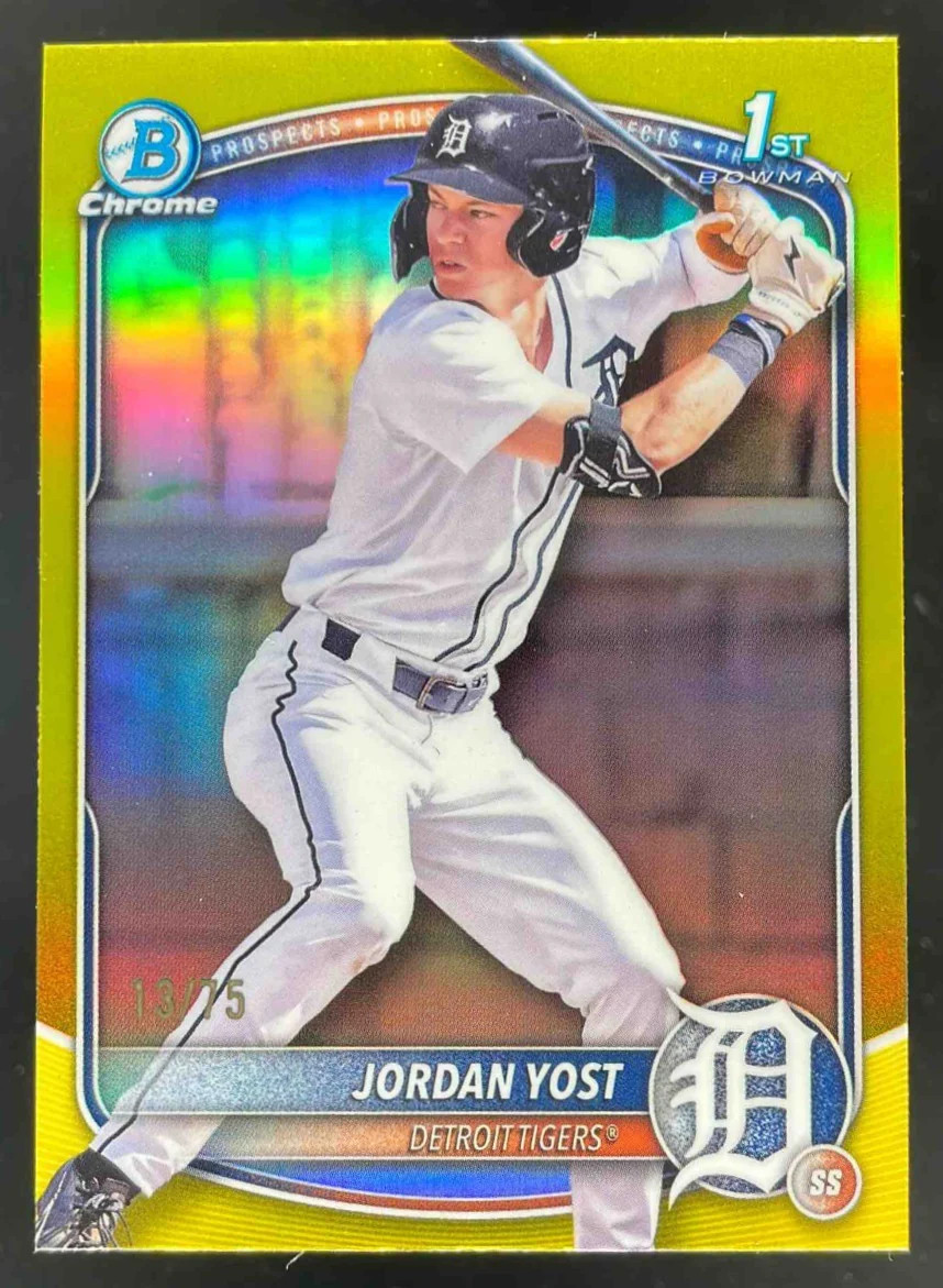 2025 Bowman Draft Chrome Yellow Refractor #BDC-162 Jordan Yost RC /75