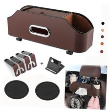 Car Back Seat Organizer - Car Organizer with Cup Holder - Car Tissue Brown