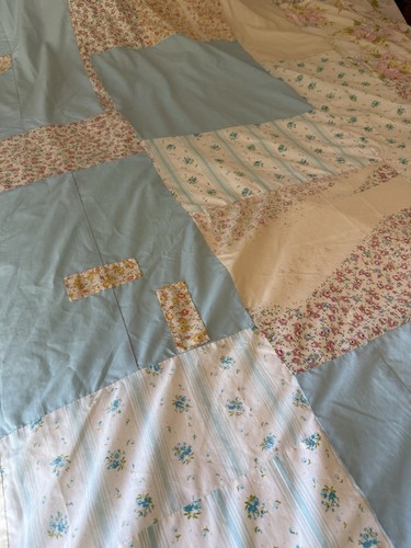 Handarbeit maschinell genäht Baumwolle Quilt Top Patchwork Crazy 82" x 90" - Bild 2 von 9