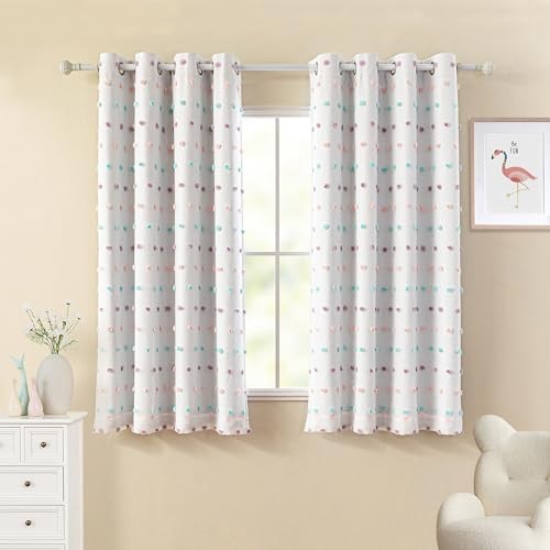  Total Blackout Curtains for Kids 52"W x 63"L (Pack of 2) Rainbow Pom Pom - Bild 2 von 7