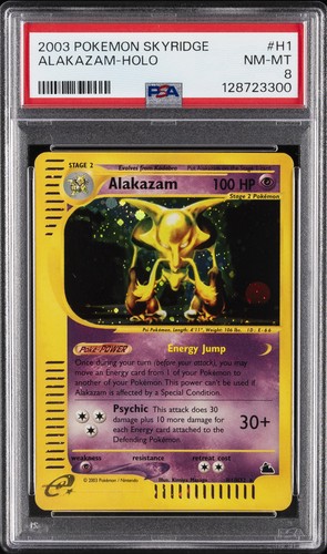 2003 POKEMON SKYRIDGE #H1 ALAKAZAM-HOLO PSA 8