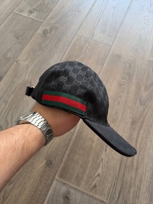 Gucci Cap Canvas GG Black Side Strap Baseball Cap | eBay